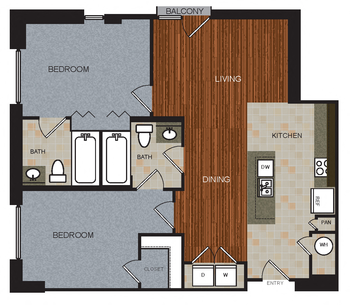D1 Floor Plan at Berkshire Riverview, Austin, 78741