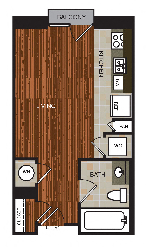 Studio 1 Floor Plan at Berkshire Riverview, Texas