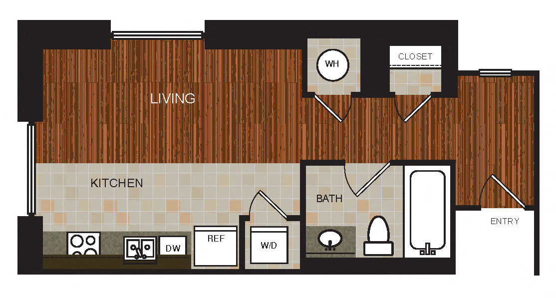 Studio 3 Floor Plan at Berkshire Riverview, Austin, Texas