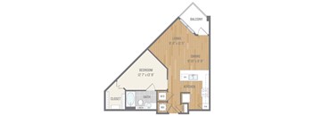 One-Bedroom Floor Plan at Berkshire Auburn, Dallas, TX