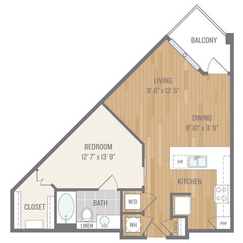 A2 Floor Plan One-Bedroom Floor Plan at Berkshire Auburn, Dallas, TX
