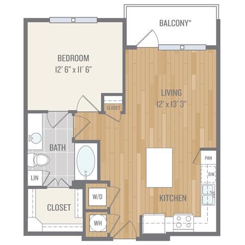 A3 Floor Plan One-Bedroom Floor Plan at Berkshire Auburn, Dallas, 75248