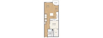 One-Bedroom Floor Plan at Berkshire Auburn, Dallas, Texas