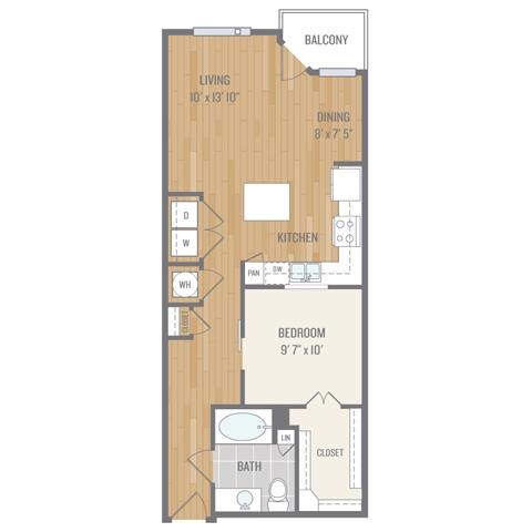 A4 Floor Plan One-Bedroom Floor Plan at Berkshire Auburn, Dallas, Texas