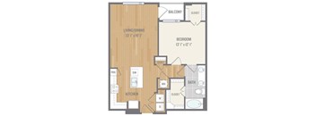 One-Bedroom Floor Plan at Berkshire Auburn, Dallas