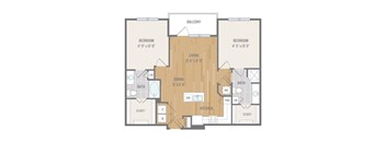 Two-Bedroom Floor Plan at Berkshire Auburn, Texas, 75248