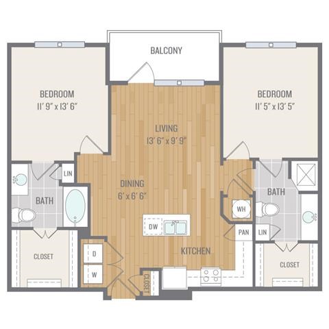 B1 Floor Plan Two-Bedroom Floor Plan at Berkshire Auburn, Texas, 75248