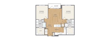 Two-Bedroom Floor Plan at Berkshire Auburn, Dallas, TX, 75248