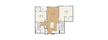 Two-Bedroom Floor Plan at Berkshire Auburn, Texas
