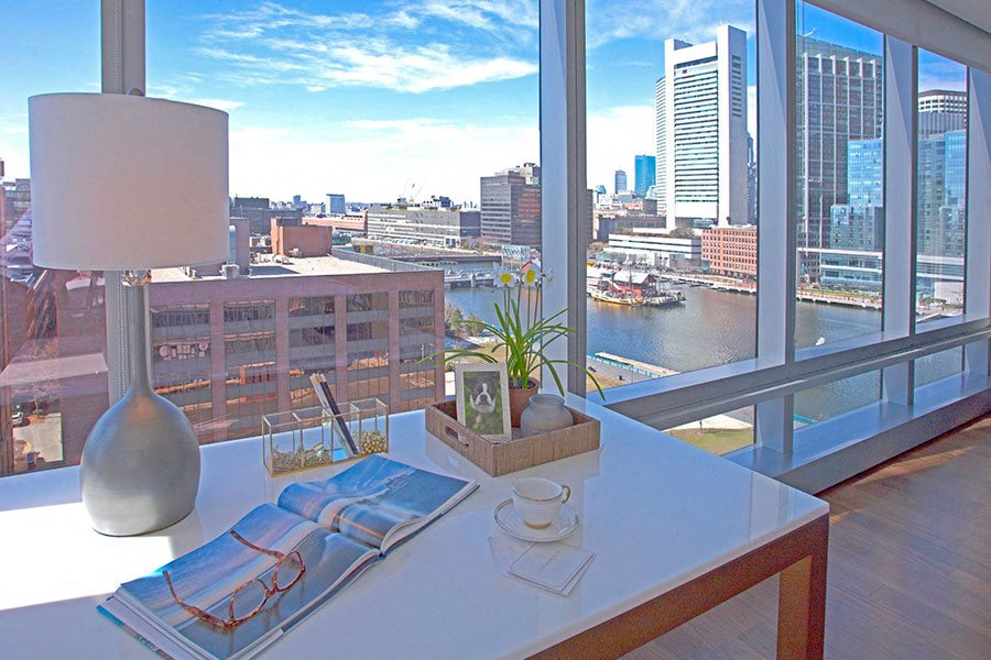 Interiors- Beautiful Home Office at The Benjamin Seaport Residences, Boston, 02210