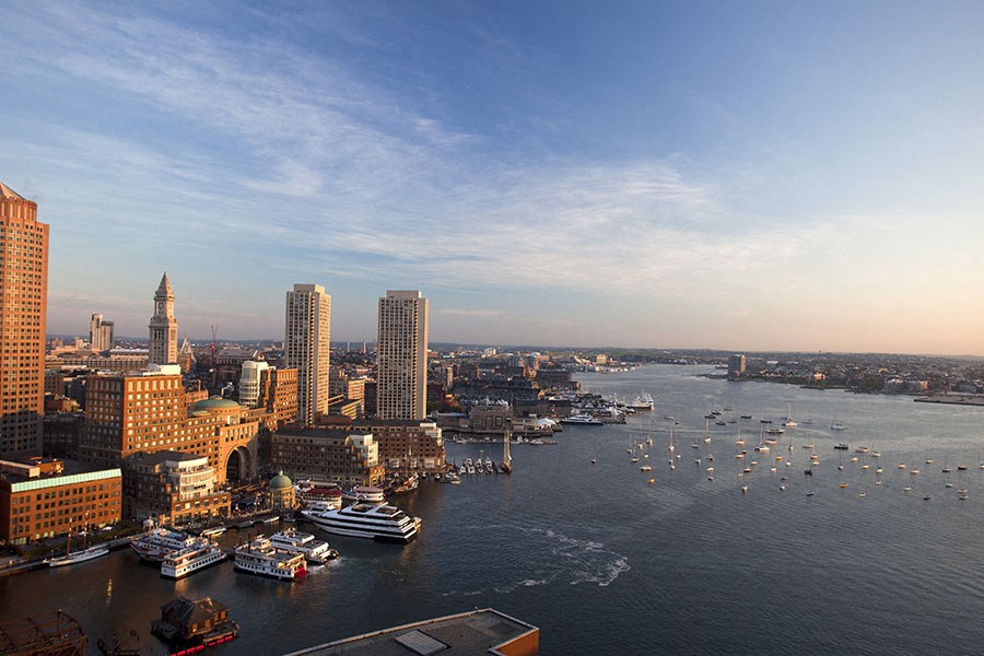 City View In Morning Light at The Benjamin Seaport Residences, Boston, Massachusetts