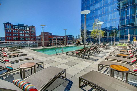 Relaxing Swimming Pool at The Benjamin Seaport Residences, Boston, MA