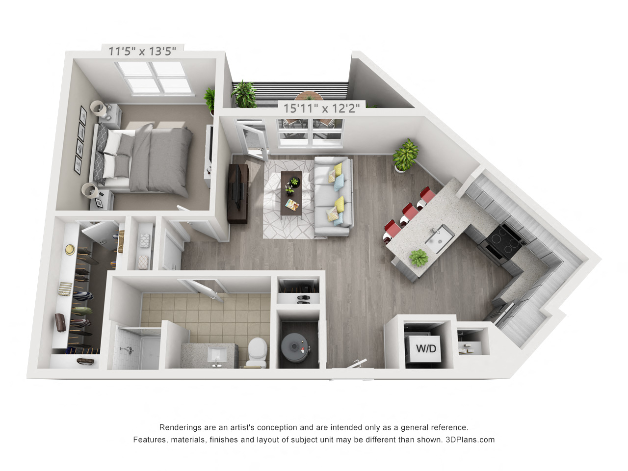 1 bedroom 1 bathroom apartment with 758 square feet of space. 