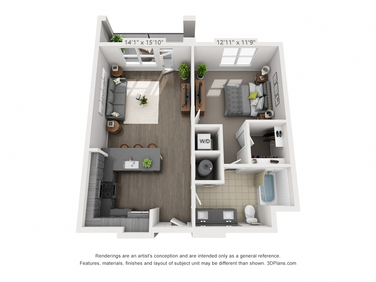 1 bedroom 1 bathroom apartment with 761 square feet of space. 