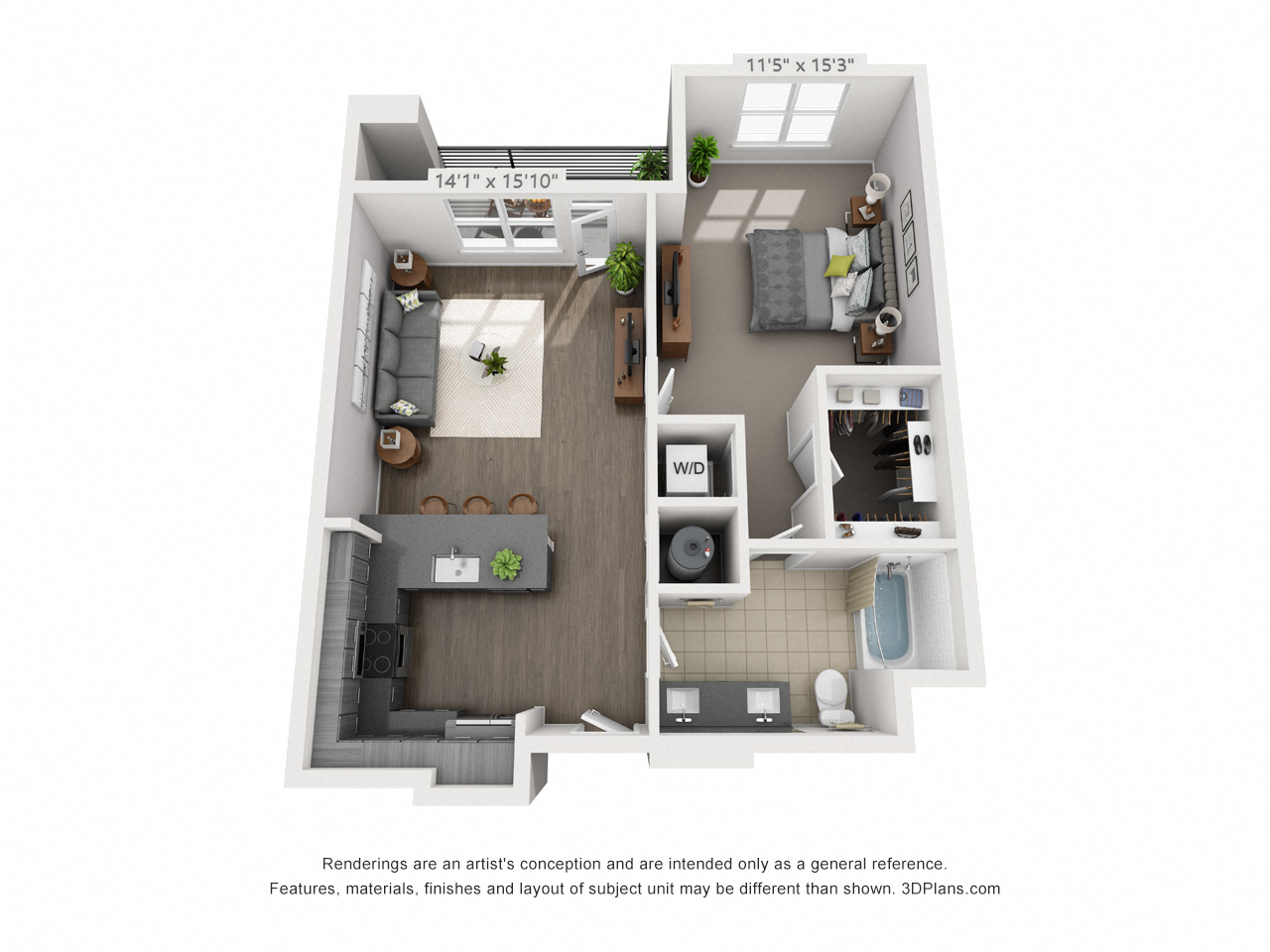 1 bedroom 1 bathroom apartment with 814 square feet of space. 