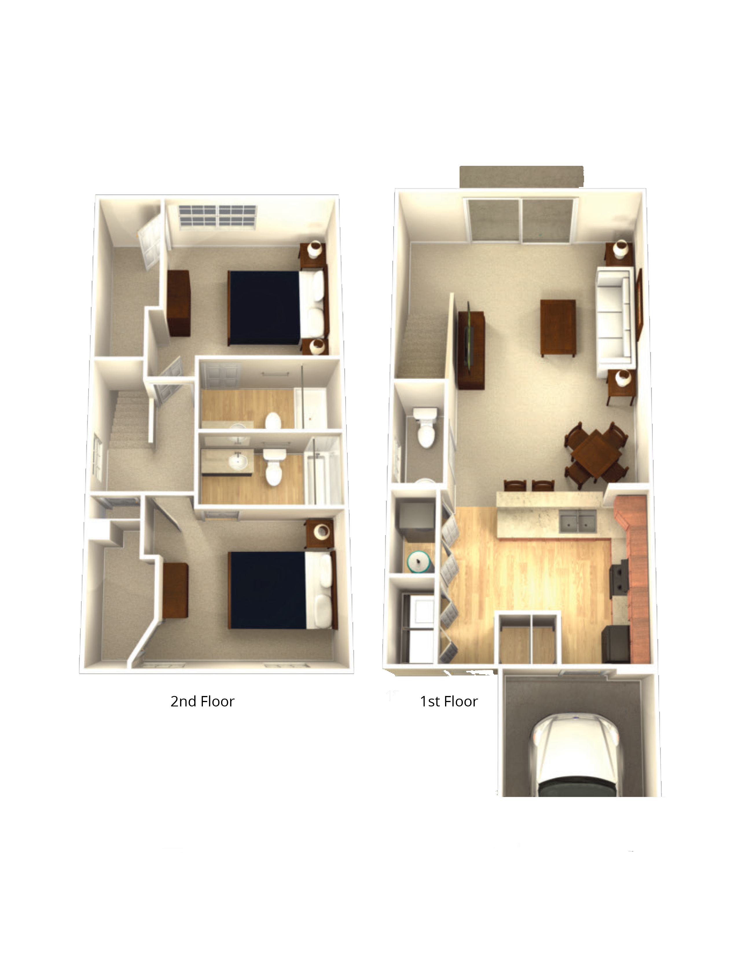 2 Bedroom, 2.5 Bath w/ Garage