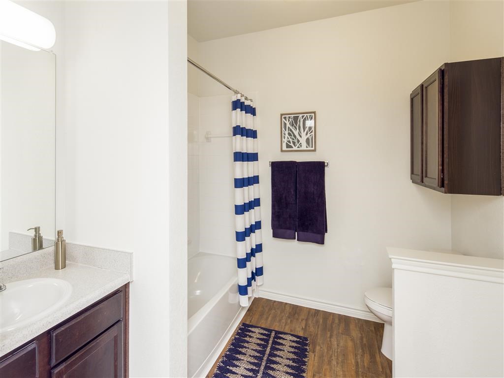 a bathroom with a shower and a sink and a toilet