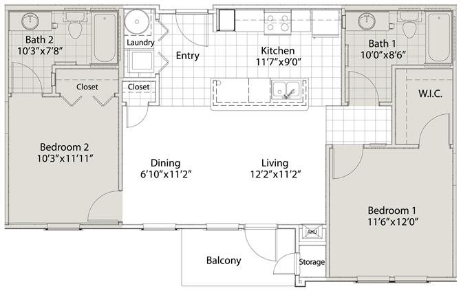 2 Bedroom Floor Plan 2