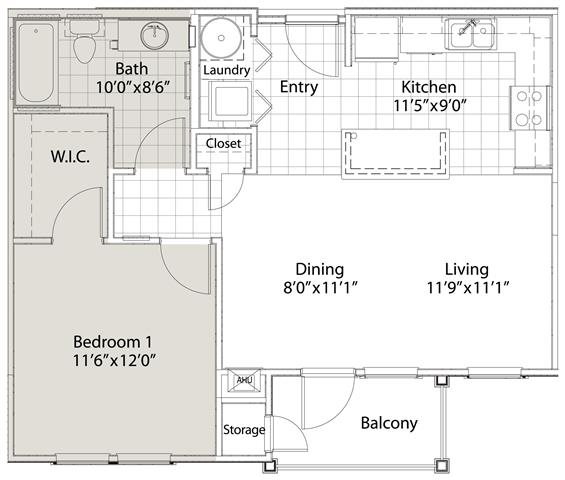 1 Bedroom Floor Plan 1