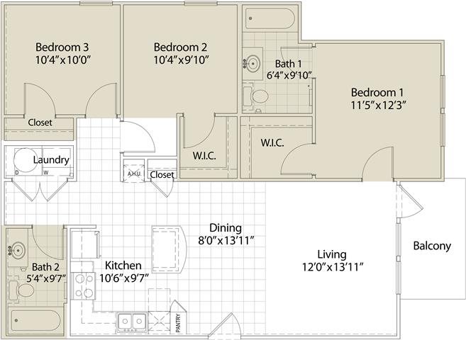 3 Bedroom Floor Plan 3