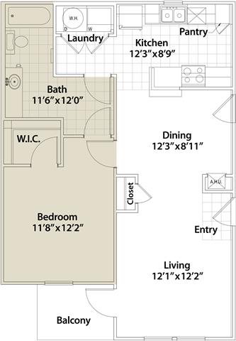 1 Bedroom Floor Plan 1