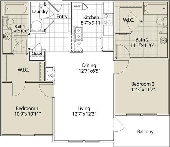 2 Bedroom Floor Plan 2
