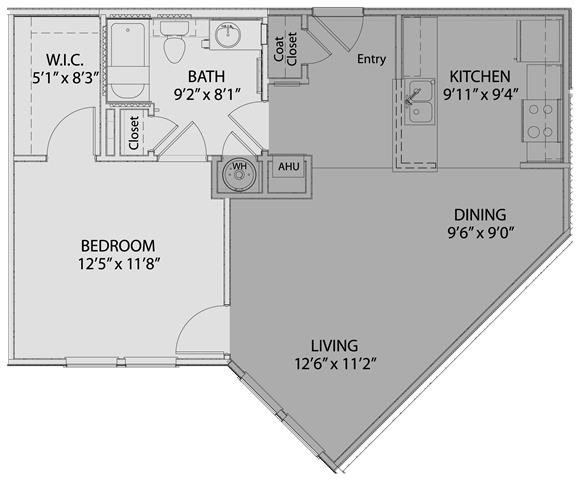1 bed/1 bath 2 Floor Plan 3