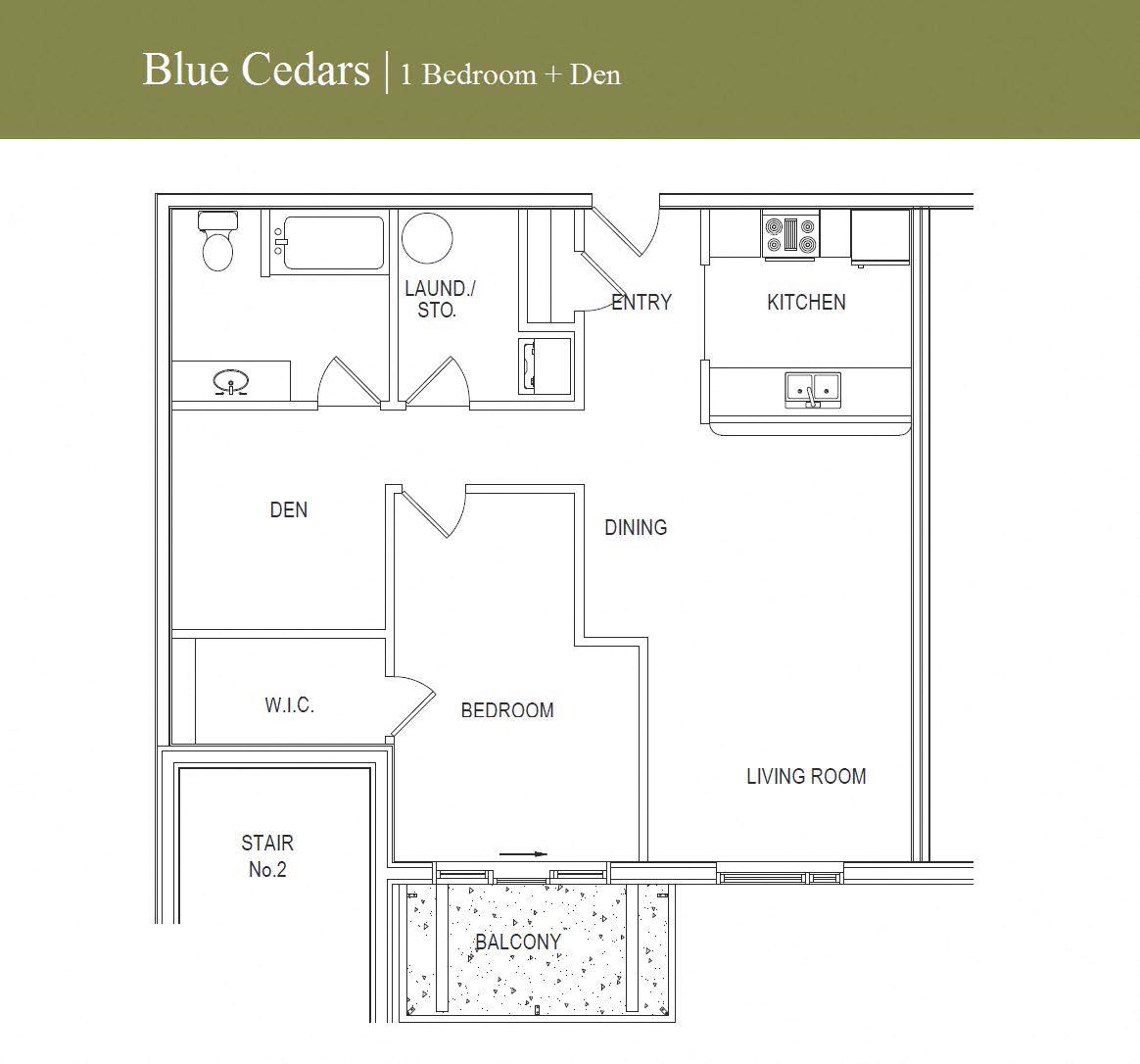 Blue Cedars One Bedroom + Den A Image