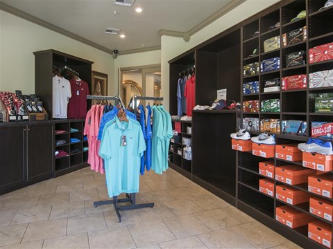 the store has a large selection of clothing and apparel for sale