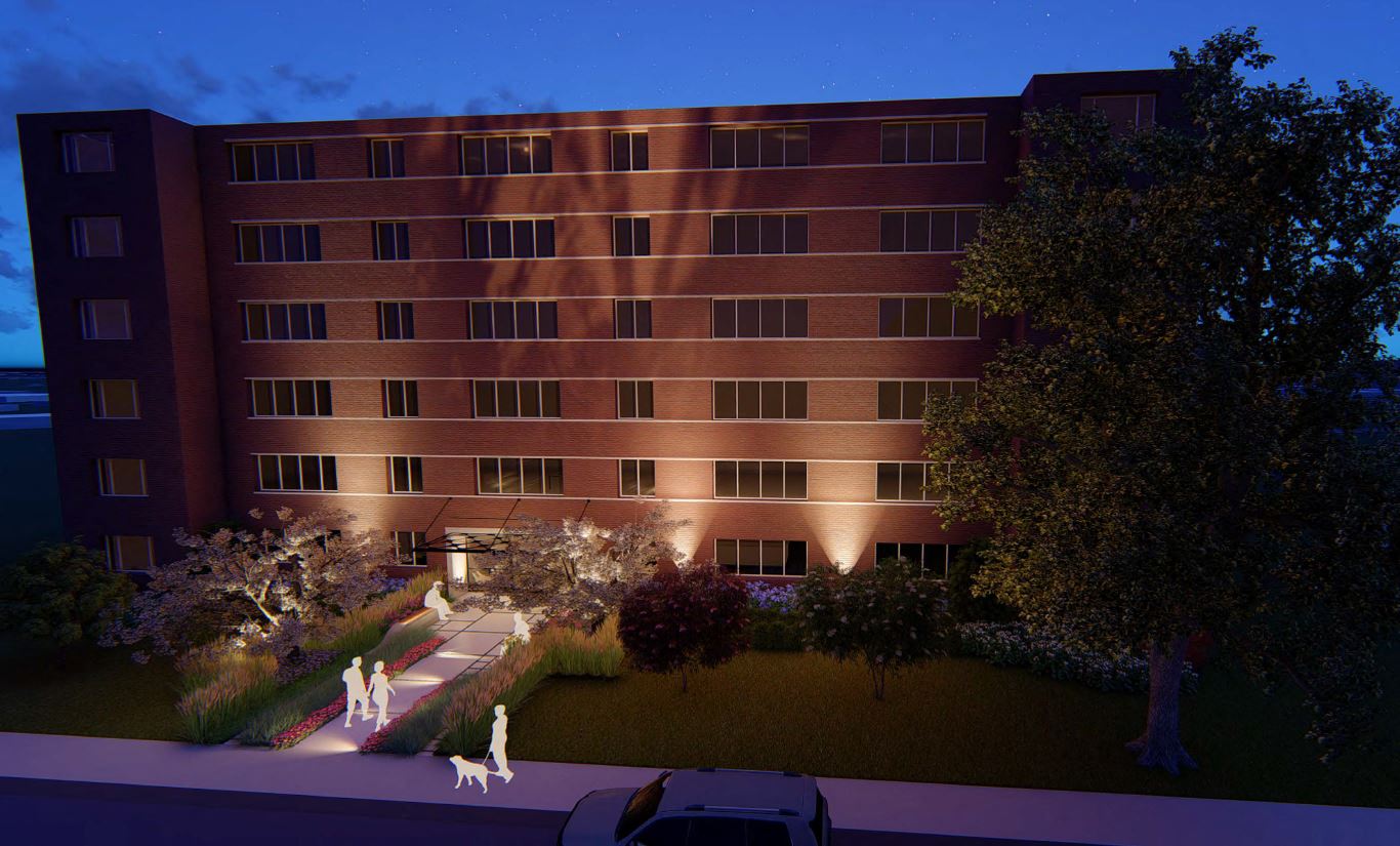 Whispering Oaks Exterior rendering at night