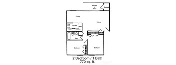 2 Bedroom 1 Bath Apartment