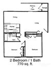 2 Bedroom 1 Bath Apartment
