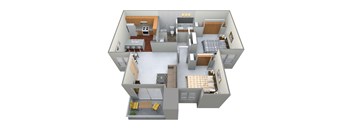 2 bed 1 Bath Floor Plan