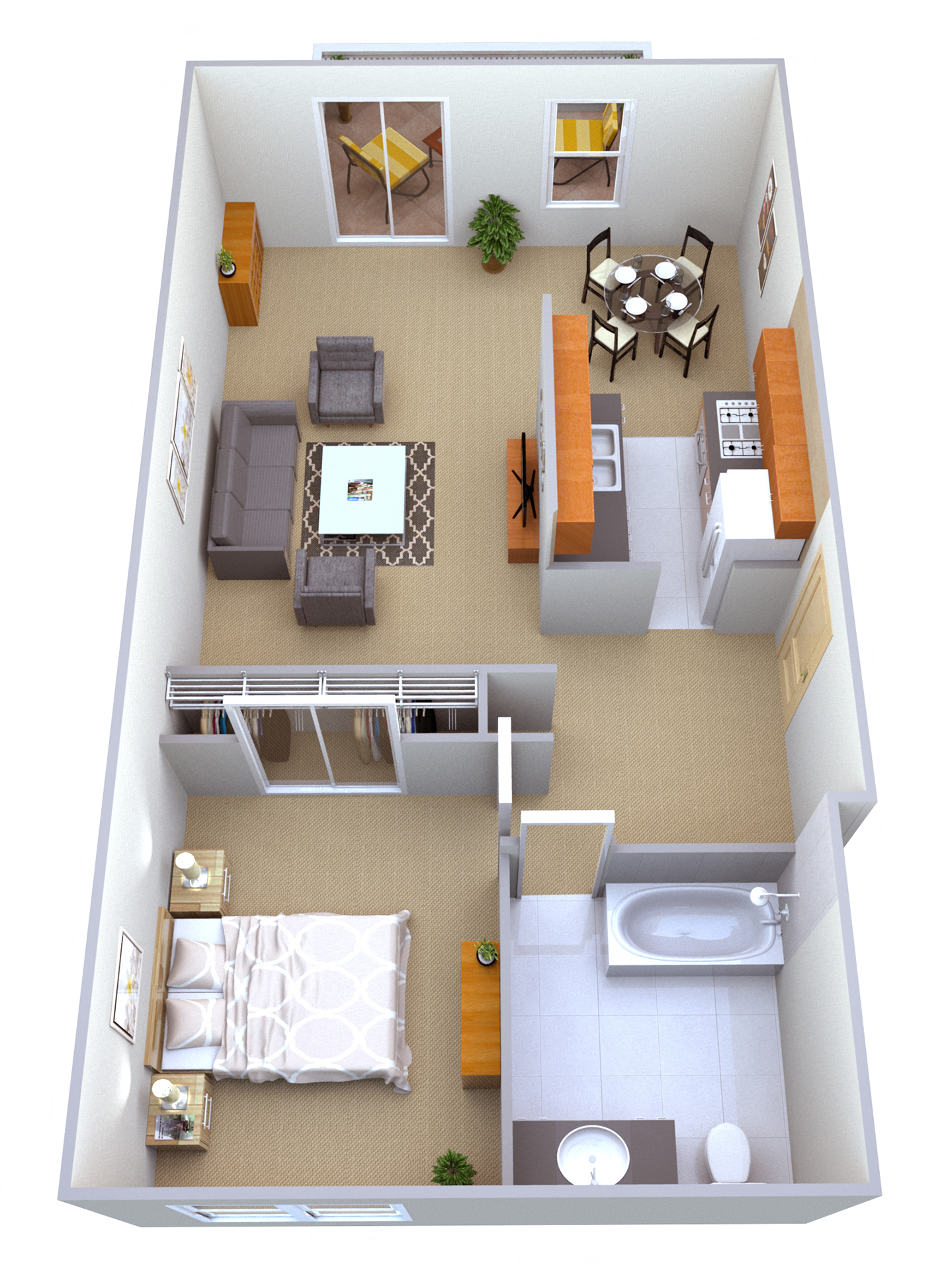 Lakeview Apartments 1Bed 1Bath large