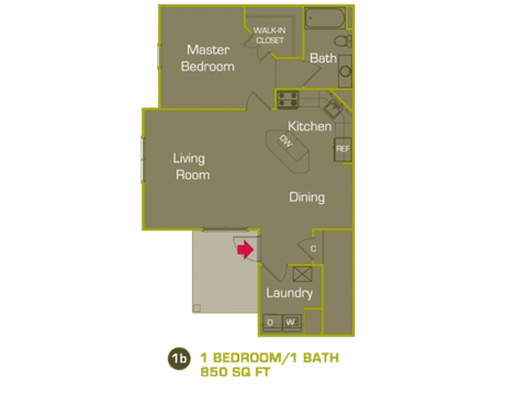 848 Square-Foot A2 Floor Plan at Woodland Trail, LaGrange, GA