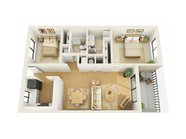 2x2A Floor Plan 3