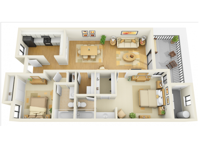 2x2B Floor Plan 4