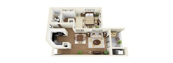 A1 1 Bed 1 Bath Floor Plan at Coral Club, Bradenton, 34210