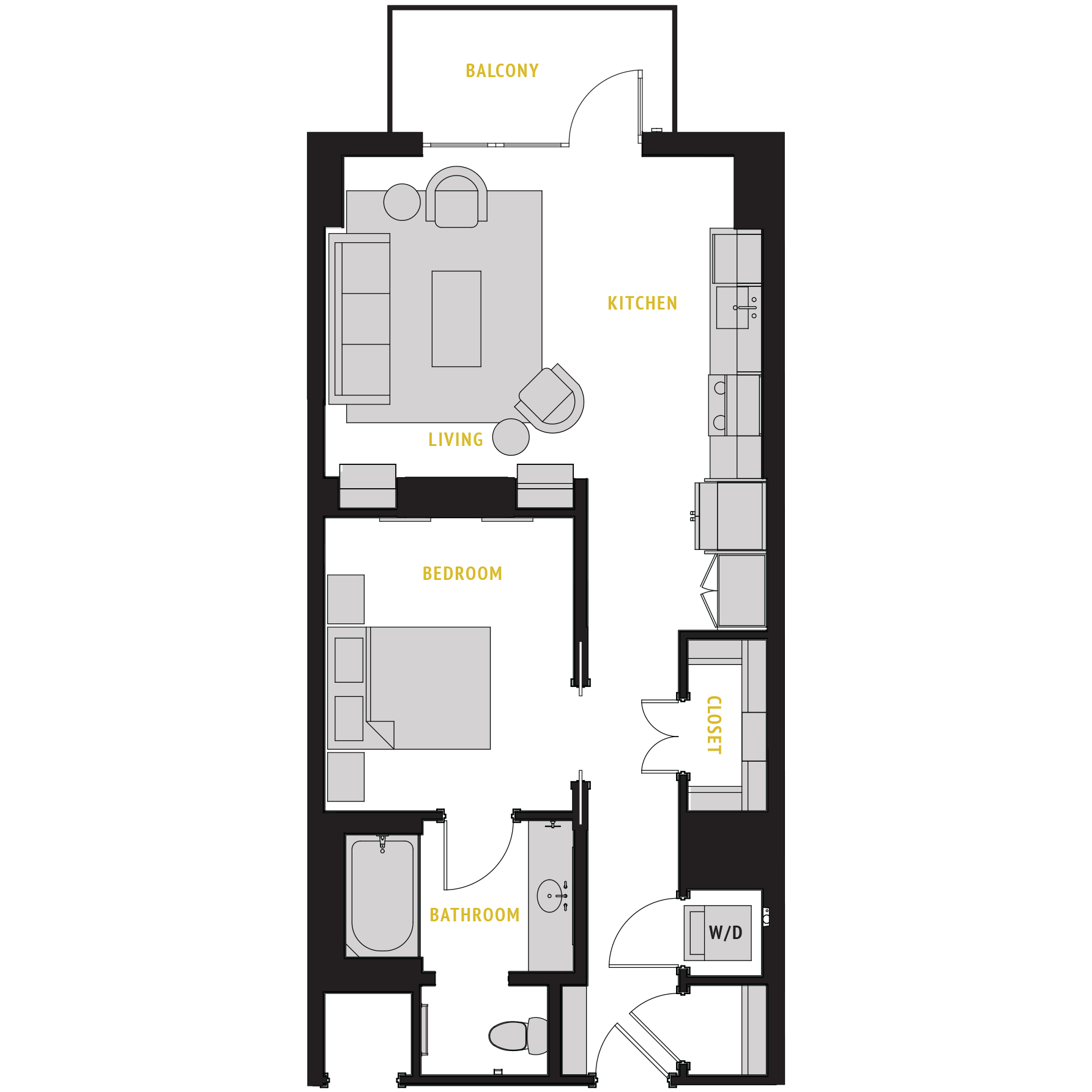 A1 Floor Plan at The Case Building Apartments in Deep Ellum, Dallas, Texas
