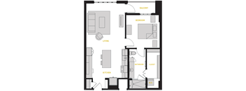 A3 Floor Plan at The Case Building Apartments in Deep Ellum, Dallas, Texas