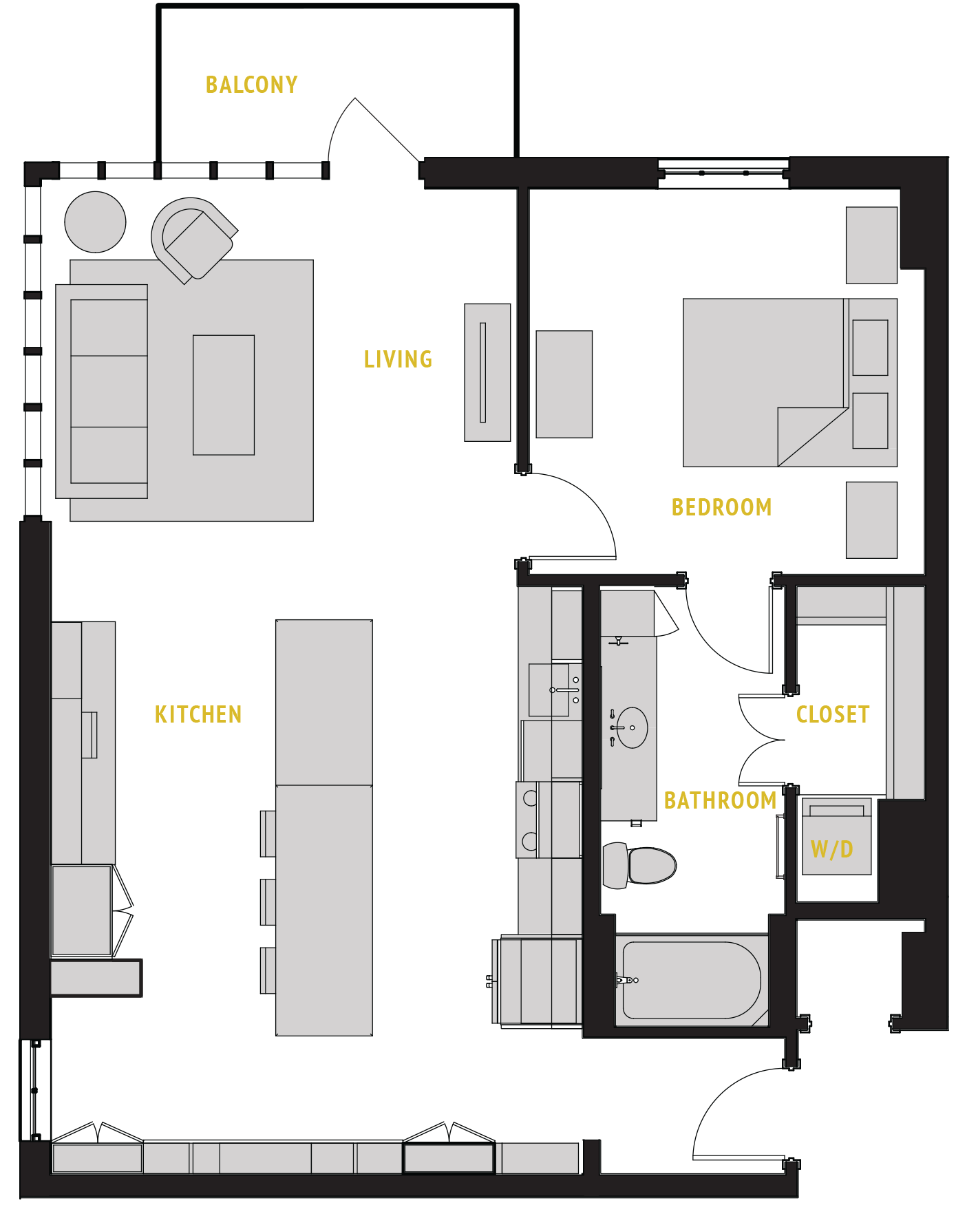 A9 Floor Plan at The Case Building Apartments in Deep Ellum, Dallas, Texas