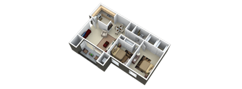 Two bedroom, one bath apartment