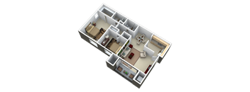 Two bedroom, two bath apartment