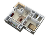 One bedroom, one bath apartment