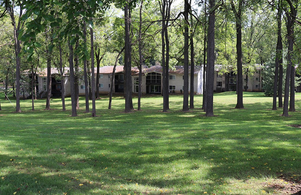 a large white building with trees in front of it