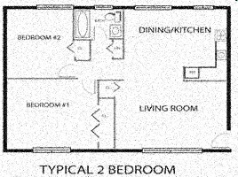 two bedroom floor plan of a house with a living room and a bedroom