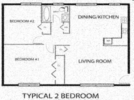 floor plan of a living room with a kitchen and a dining room