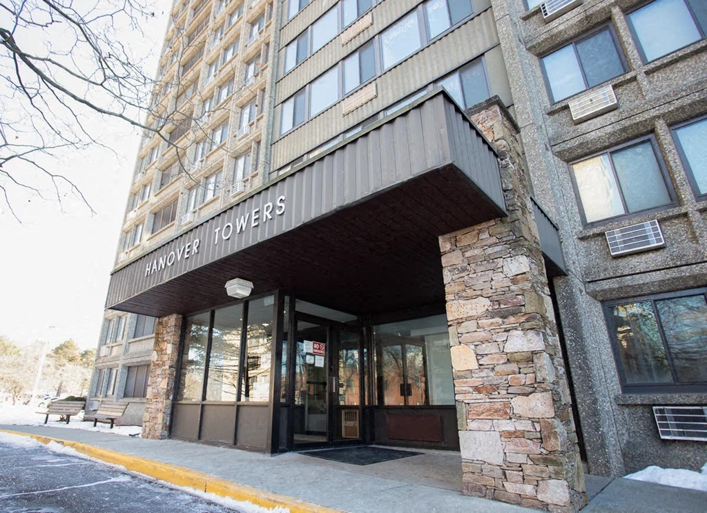 a building with a sign on the front of it