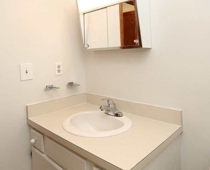 a bathroom with a sink and a medicine cabinet