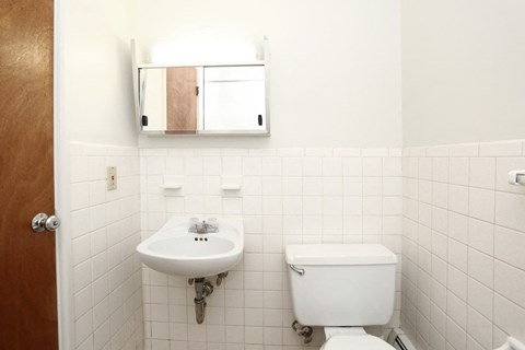 a bathroom with a toilet sink and a mirror